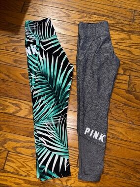 PINK Victoria's Secret Tropical Palm Print & Heather Gray Women’s ' Leggings